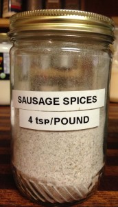 We ate so much sausage, I labeled a jar just for the spices!  