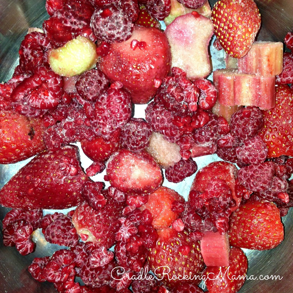 Strawberry, raspberry and rhubarb
