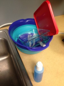 The bowl also serves as a handy place to put your clean dishes until you can dry them!