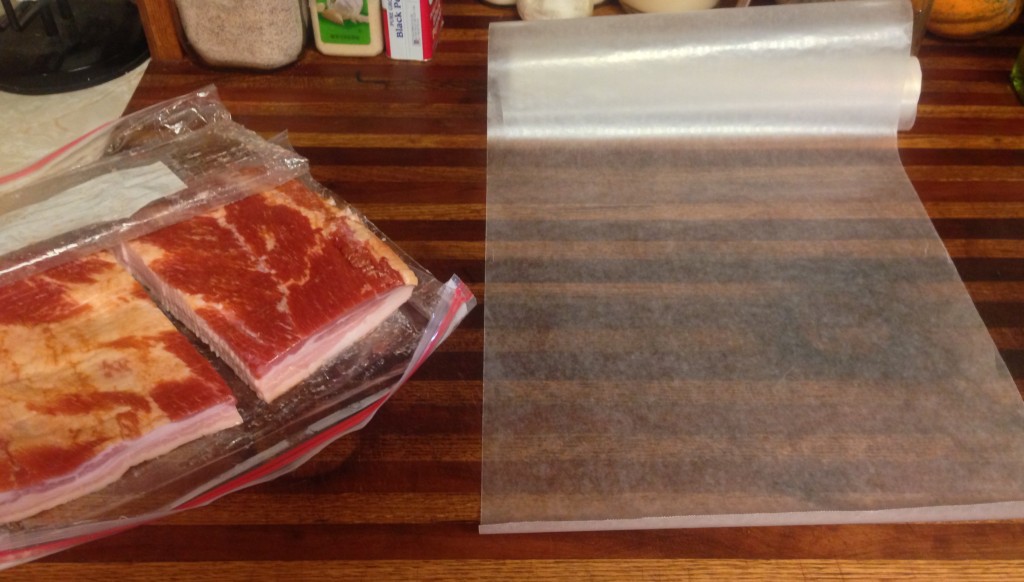 Bacon on the left. Paper on the right. Ready to go!