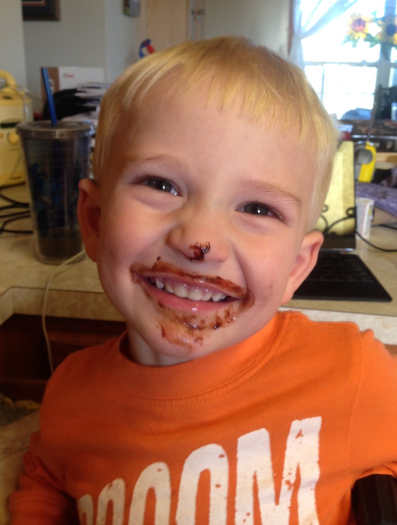 Jed enjoyed making the chocolates with me. Such a helper! 