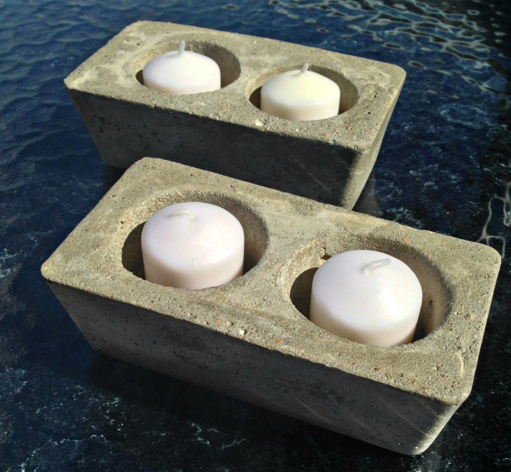 Grey Concrete Double Votive Candle Holders (sold individually)