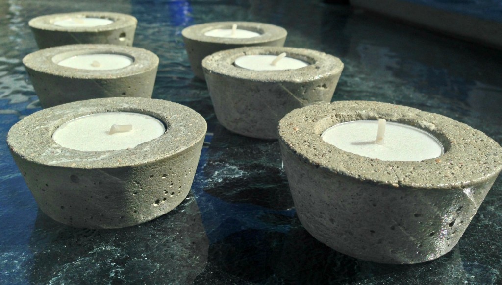 Grey Concrete Tea Light Individual Candle Holders (sold in pairs)