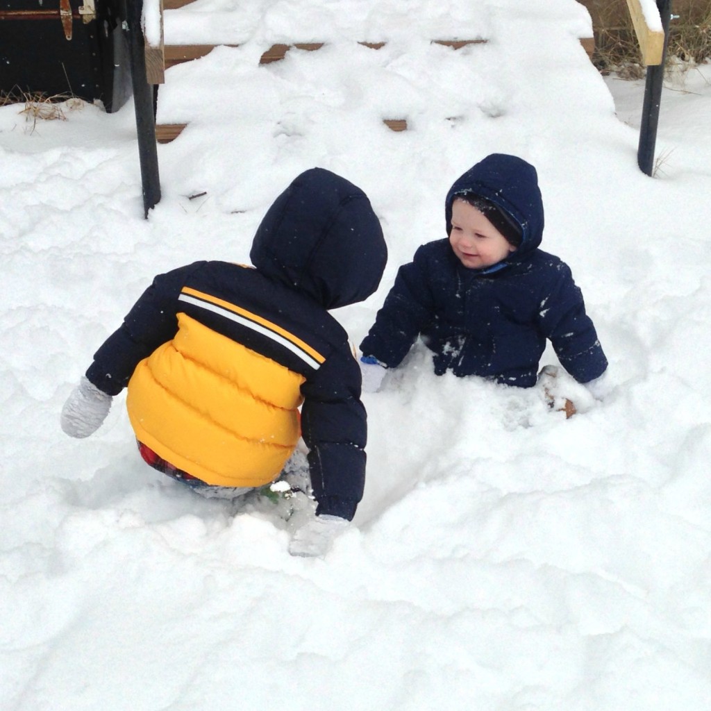 Zac falls down a lot in the snow!