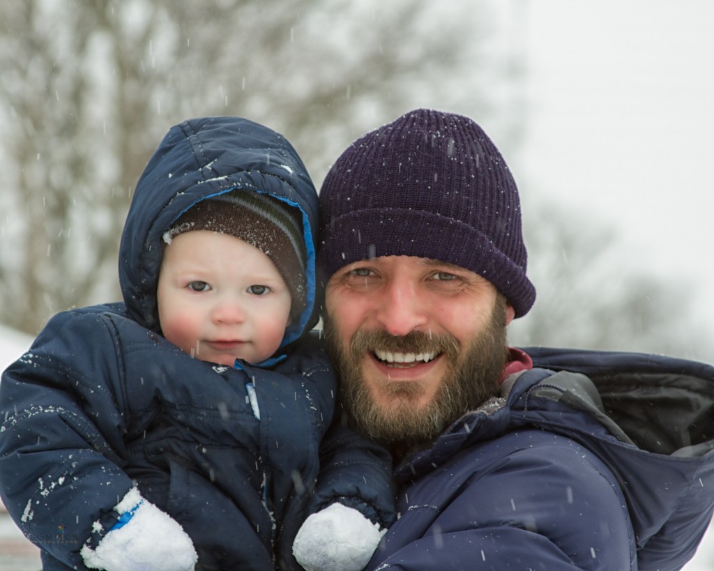 Daddy and Zac in the snow. 