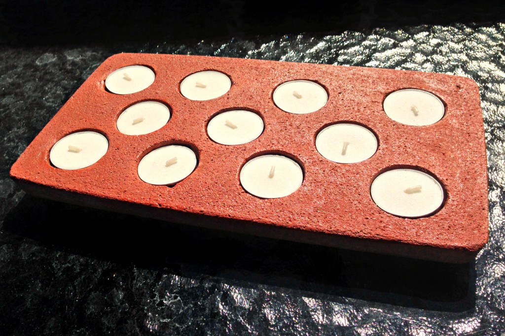 Red Stained Concrete Tea Light Tray