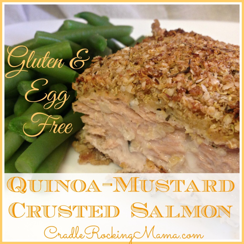 Quinoa-Mustard Crusted Salmon Gluten & Egg Free CradleRockingMama.com