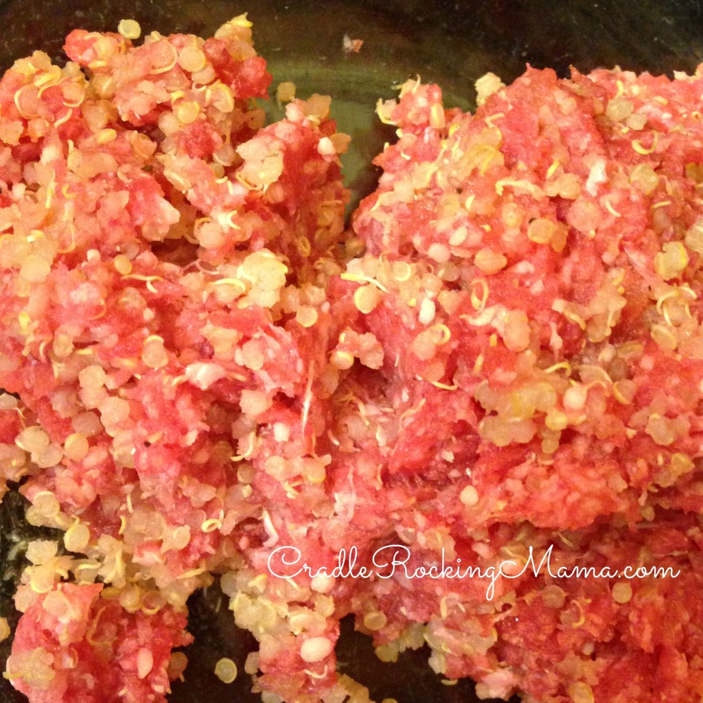 Quinoa and ground beef ready to become burgers.