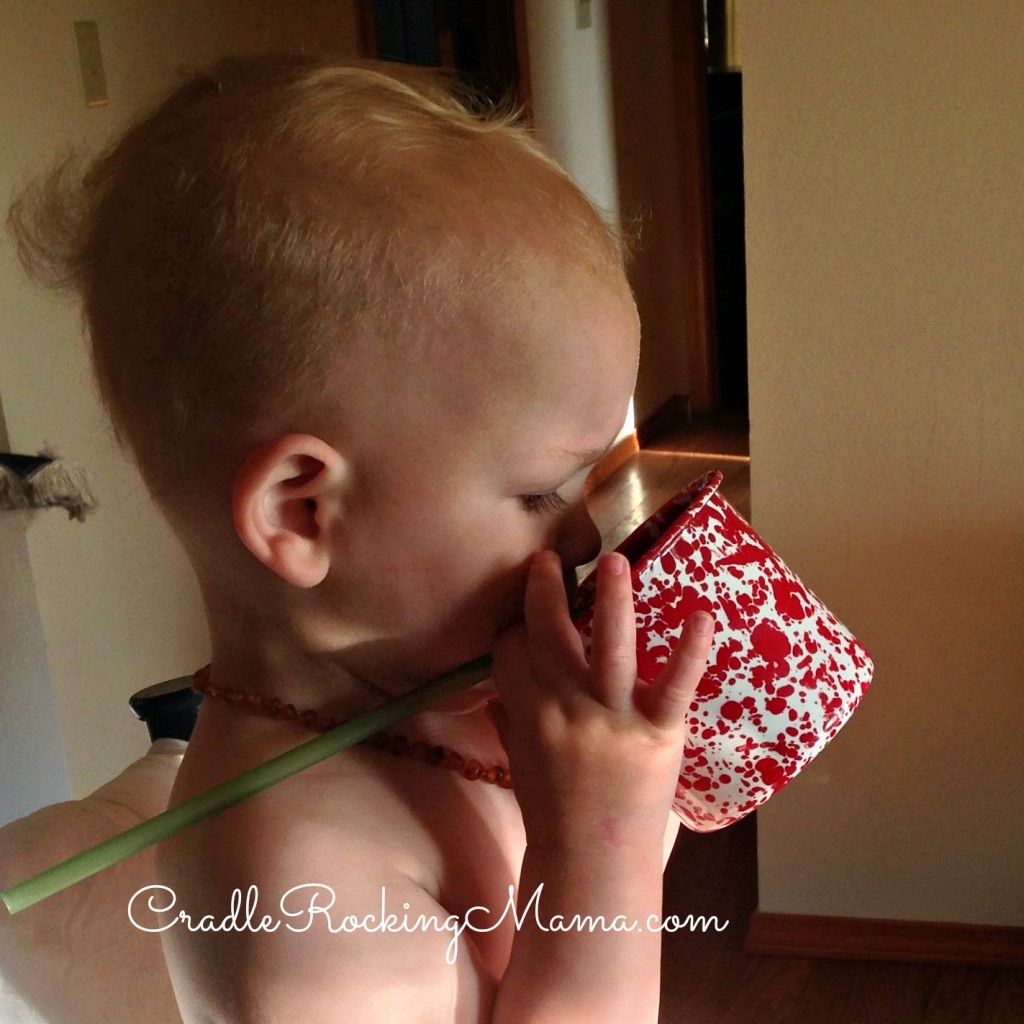 Zac Drinking His First Goat Milk CradleRockingMama.com