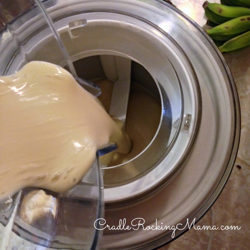 Pouring into the Ice Cream Maker CradleRockingMama.com