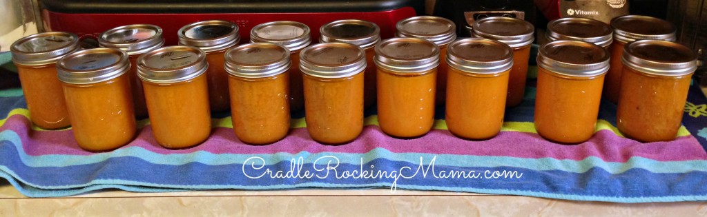 All the Apricot Puree Canned and cooling CradleRockingMama.com