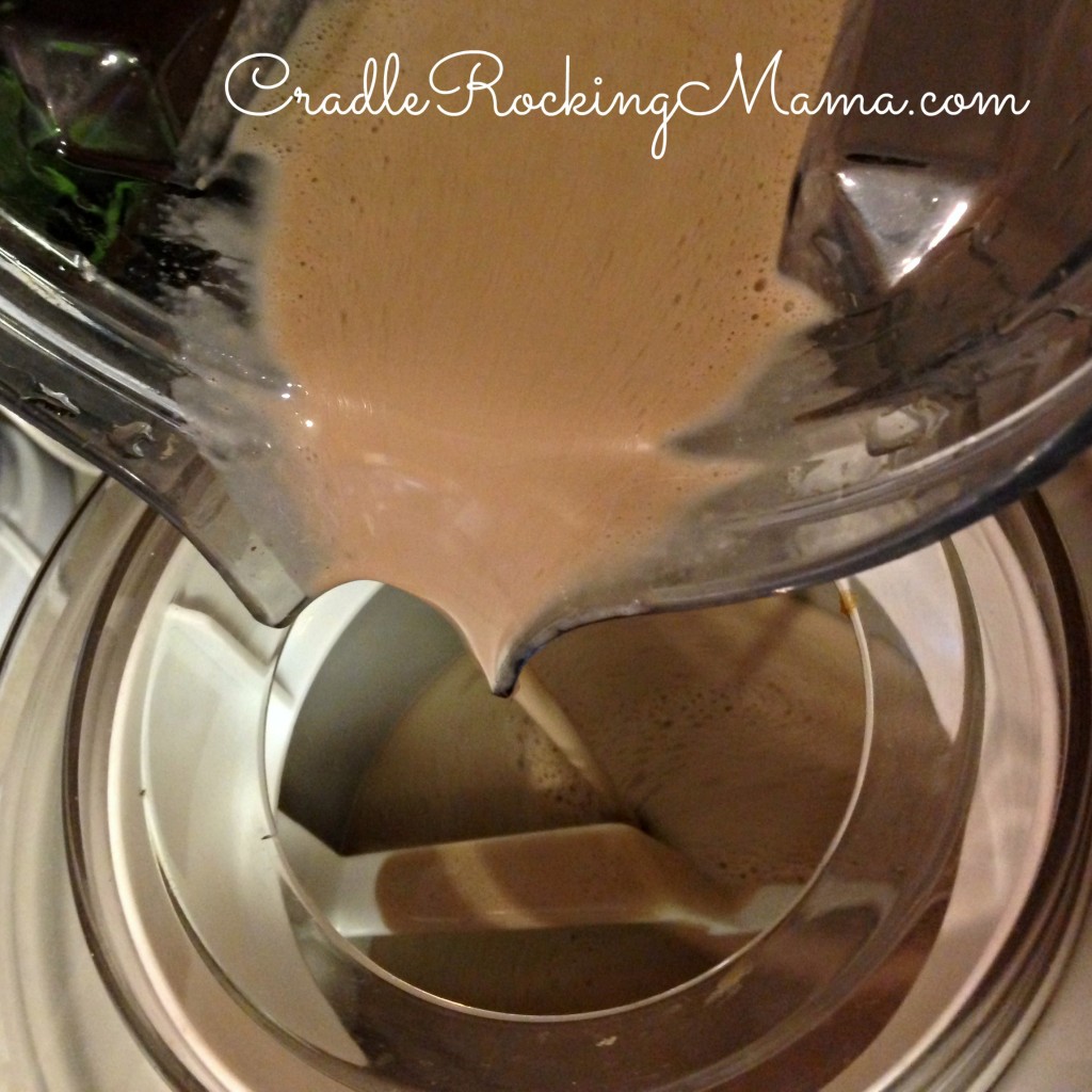 Pouring Sunbutter Ice Cream in the Ice Cream Maker CradleRockingMama.com