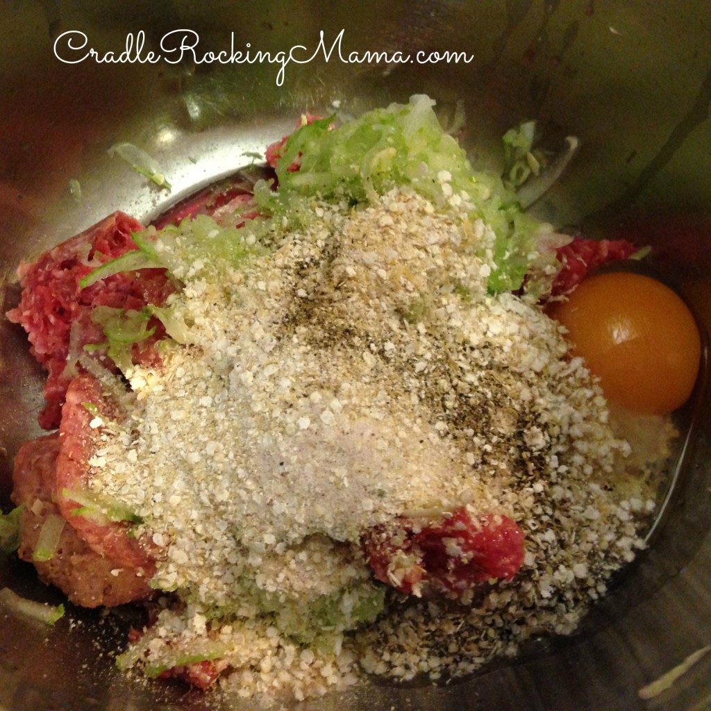 All ingredients for Meatloaf in a bowl CradleRockingMama.com