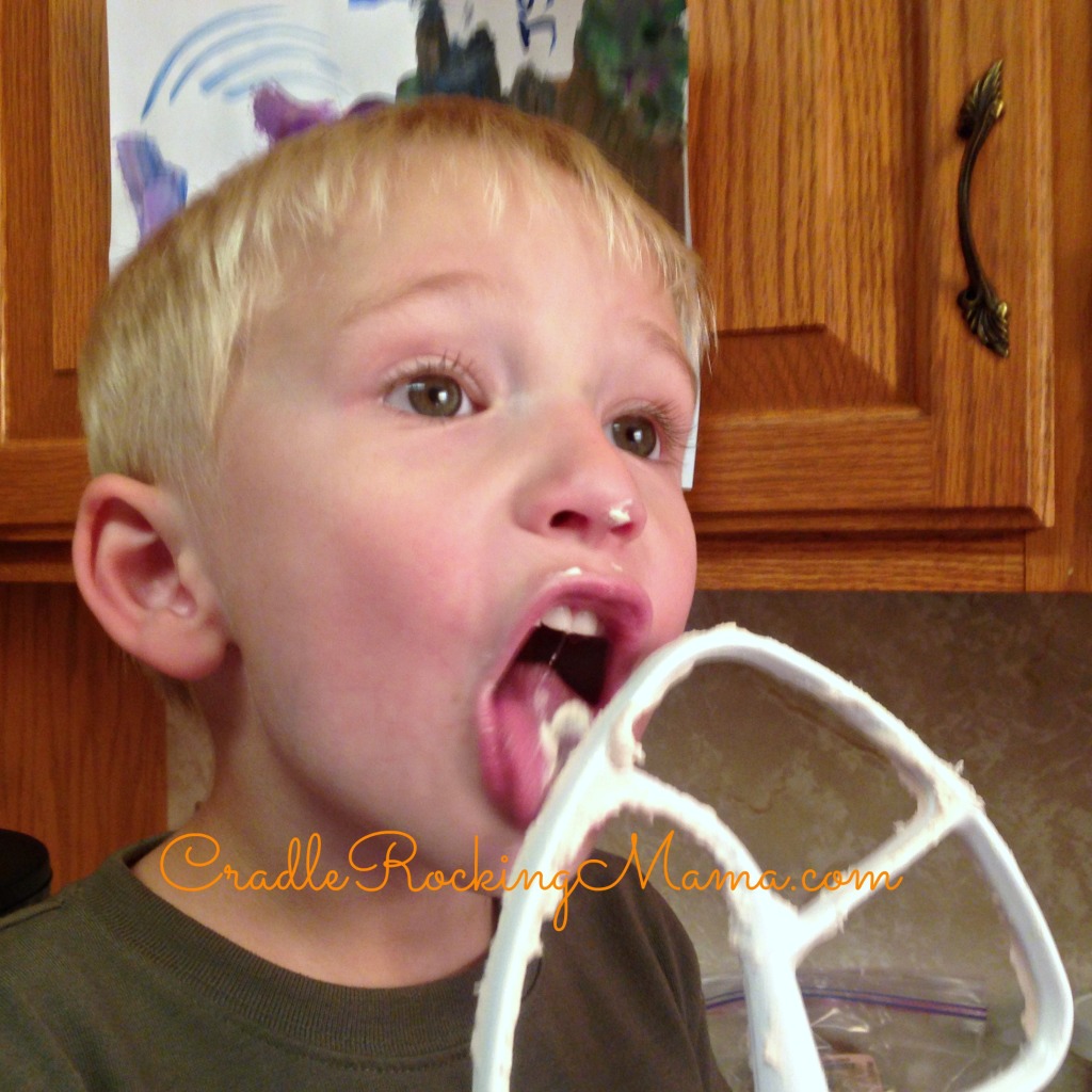 Jed licking the beater CradleRockingMama.com