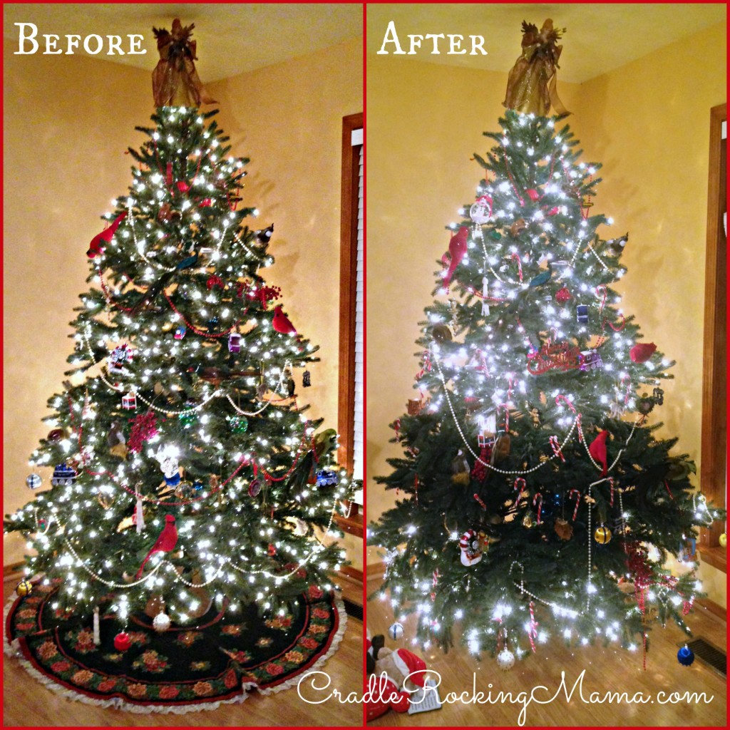 Christmas Tree Before and After CradleRockingMama.com