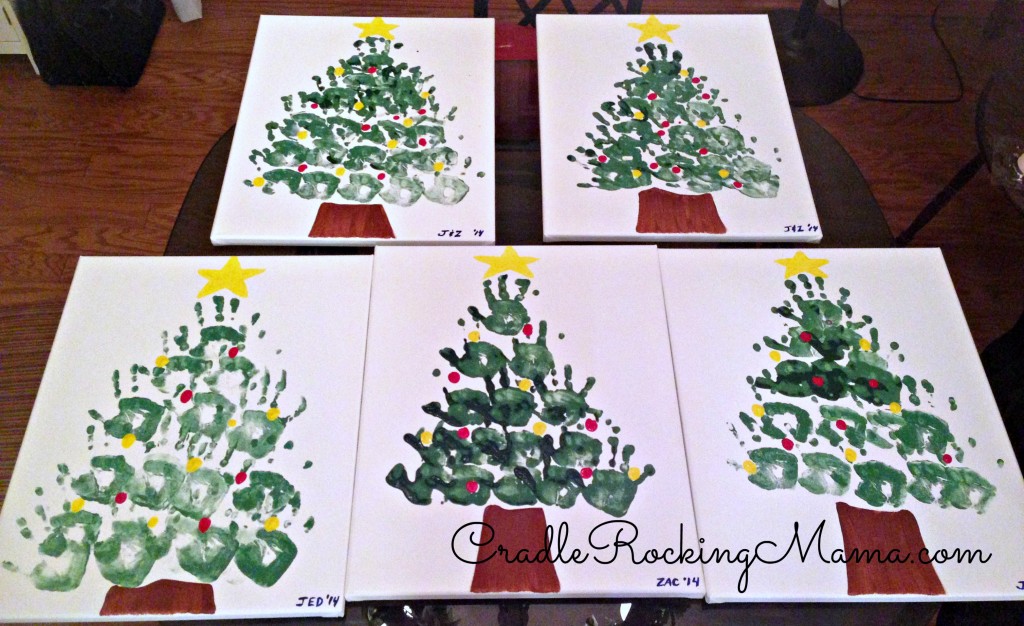 Handprint Christmas Tree Artwork CradleRockingMama.com