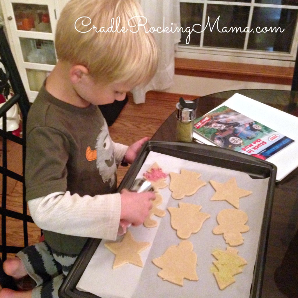 Jed decorating his sugar cookies CradleRockingMama.com