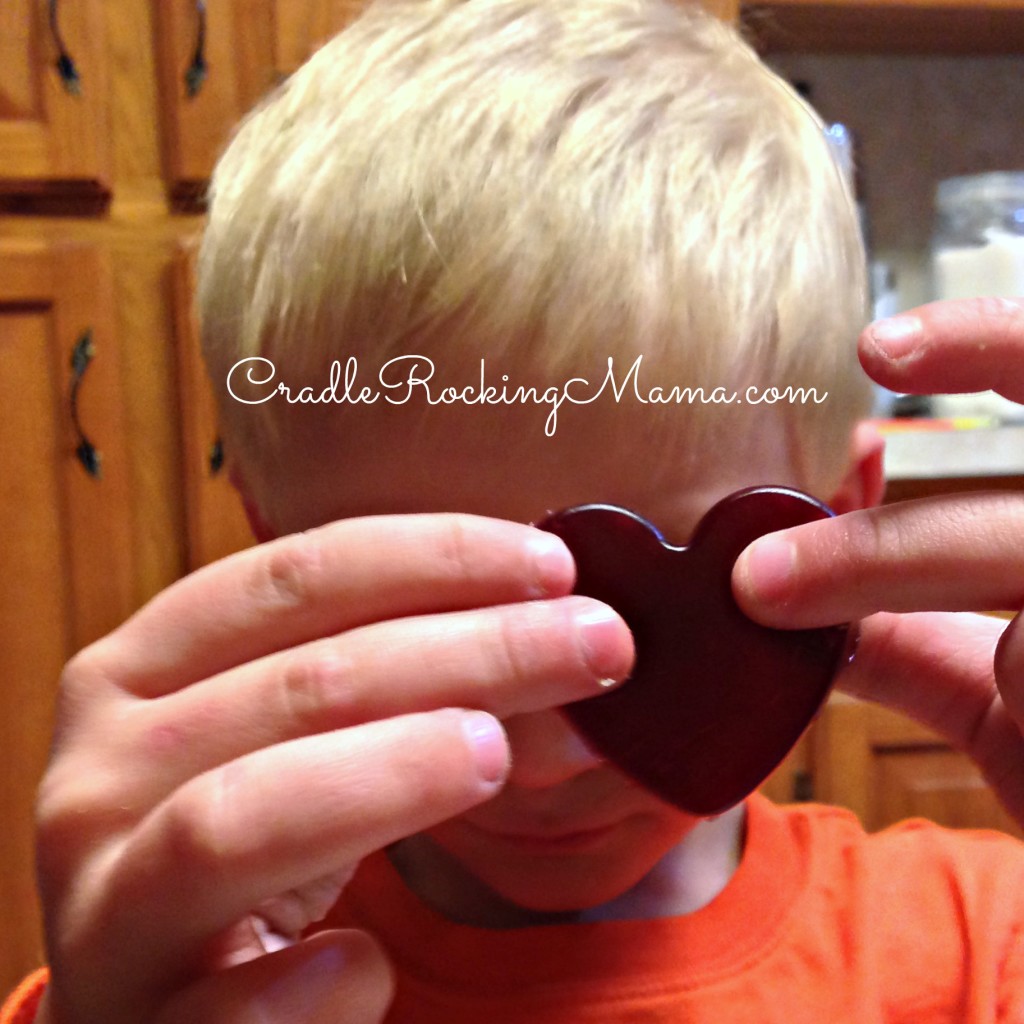 Jed showing off his gummy heart CradleRockingMama.com